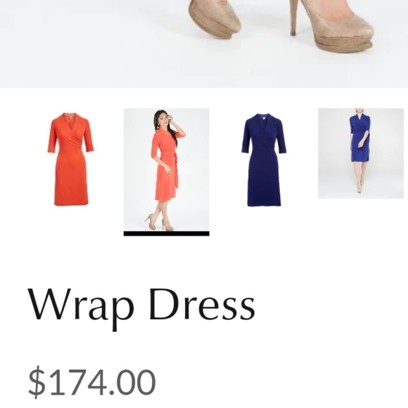 Code Vitesse Orange Wrinkle Free Wrap Dress - Picture 3 of 5